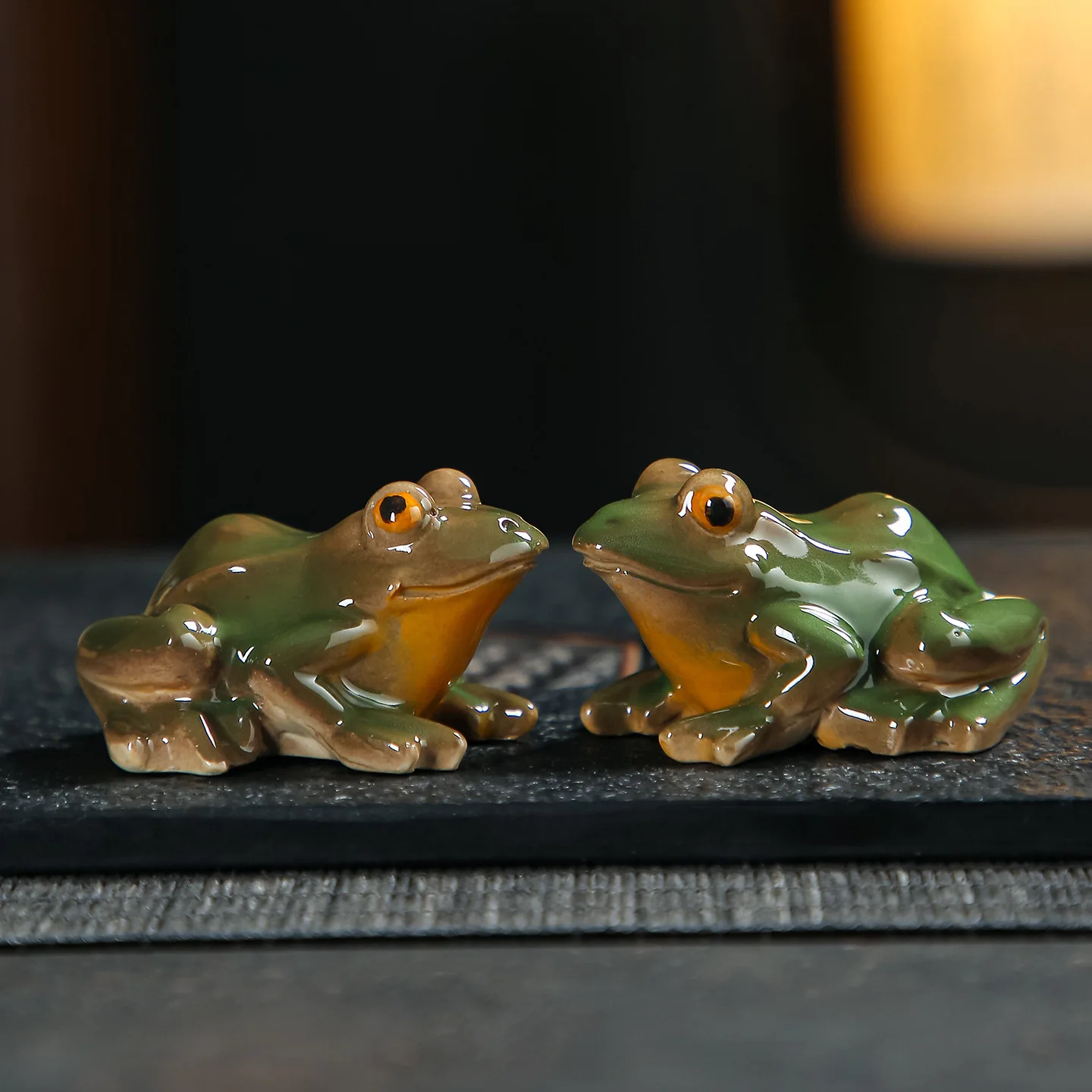 Handmade Coarse Pottery Frog Figurine Creative Desktop Ornament TV Cabinet Office Zen Tea Pet Decor Gift Box