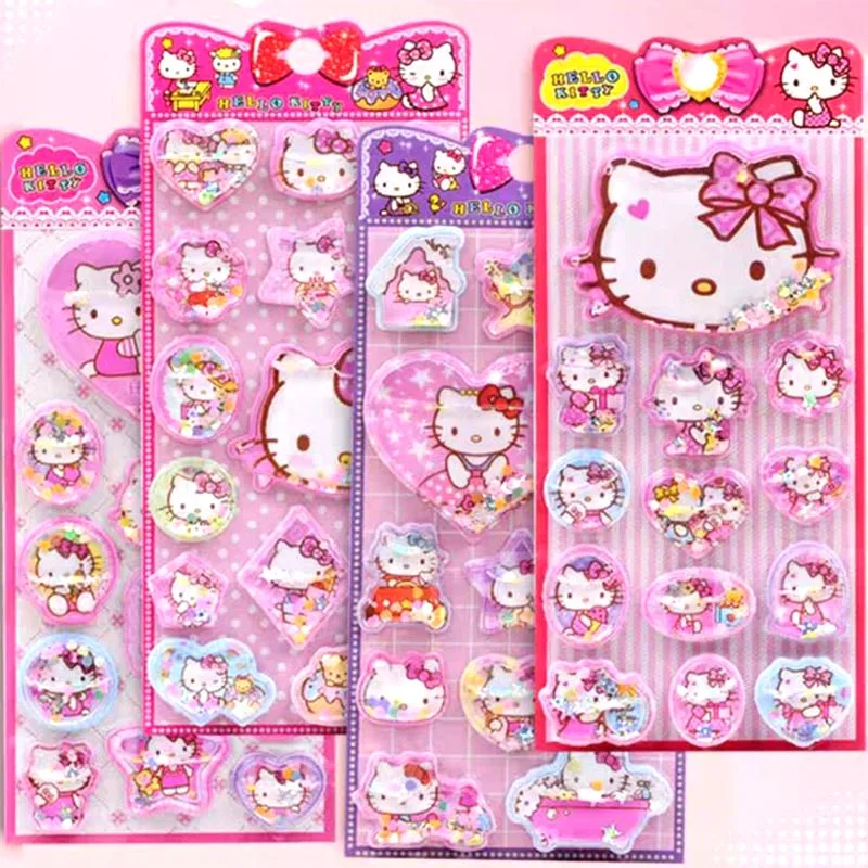 Sanrio Kitty Adesivos de Água, Scrapbooking Criativo, Diário DIY, Papelaria Decorativa, Adesivo, Álbum, Etiqueta vara, Kawaii, 12Pcs Lot