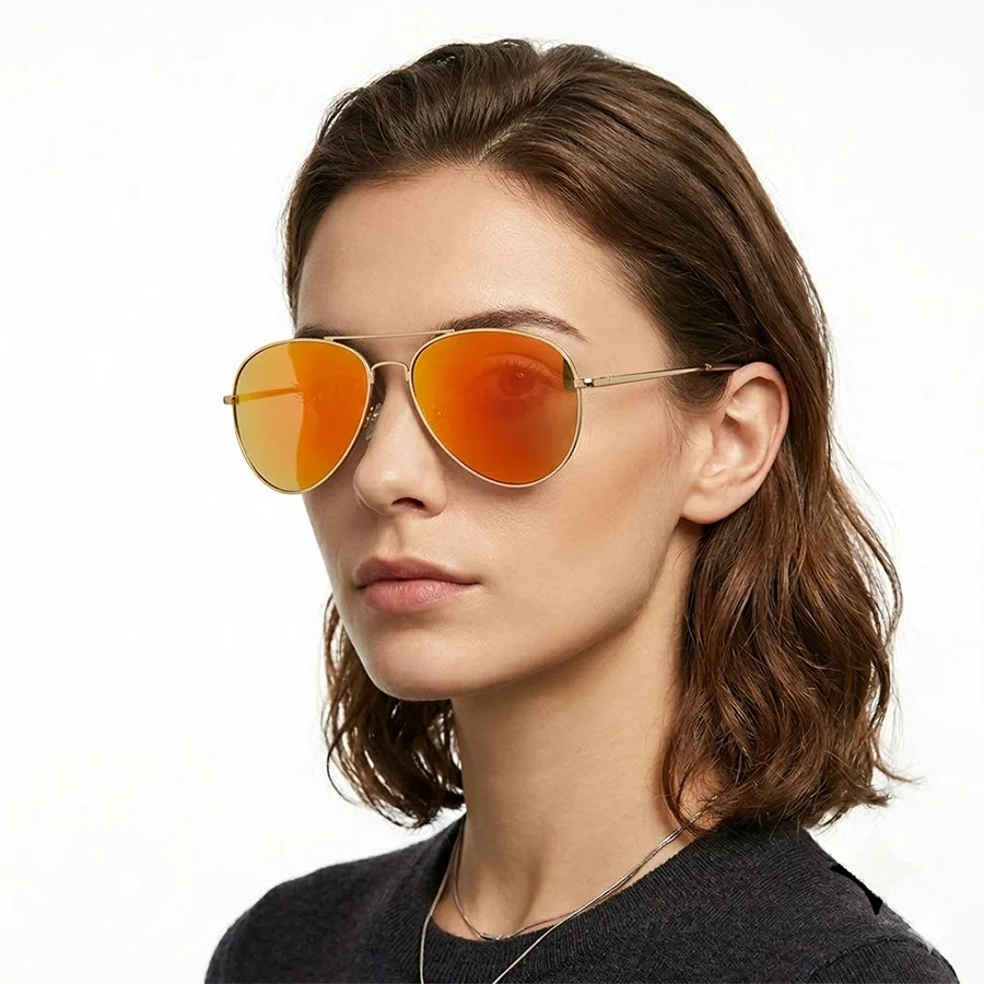 

Women Men Classic Pilot Sunglasses Curved Glass Metal Hinges Durable Frames Mirrored Luxury Designer Eyewear Must-Have Outdoor