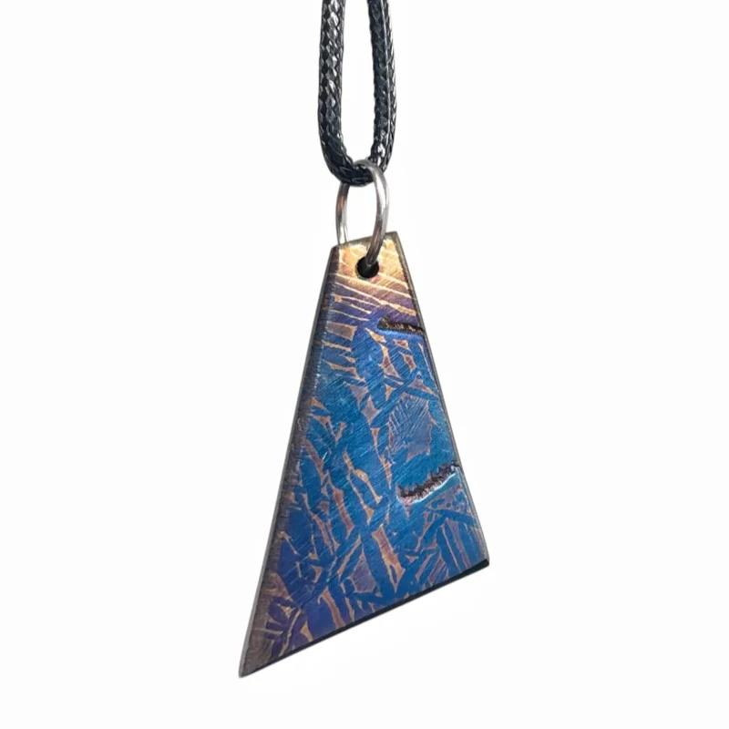Muonionalusta Meteorite Triangle Slab Pendant High Temperature Baking Iron Meteorite Piece Collectible Specimen Necklace LK528