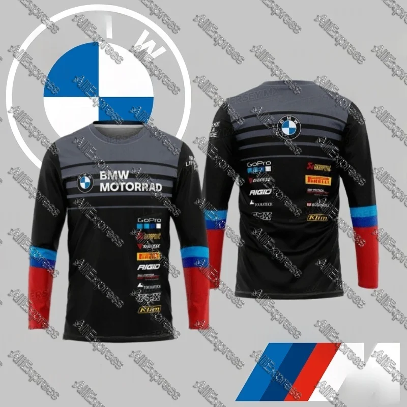 

Новинка 2025 года, классическая быстросохнущая футболка с длинным рукавом BMW Moto, удобная повседневная футболка высокого качества, топ для велосипедного костюма BMW, футболка