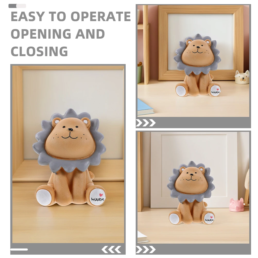 Skarbonka w kształcie lwa, brązowa, kreskówkowa, dla dzieci, do pokoju dziecięcego, dekoracja do pokoju niemowlaka, skarbonka dla malucha, pudełko na pieniądze dla dzieci.