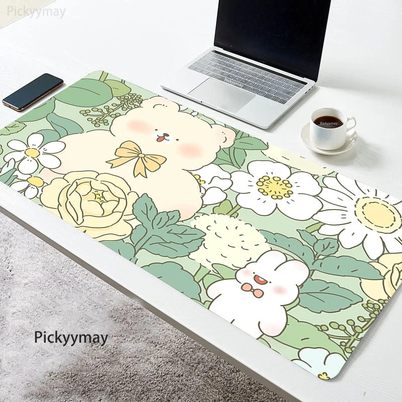 Dễ Thương Miếng Lót Chuột Lớn Đời Kawaii Bunny Mausepad 900X400 Máy Tính Bàn Bàn Thảm Chuột Văn Phòng Thảm Hồng Mousepad Cao Su deskpad