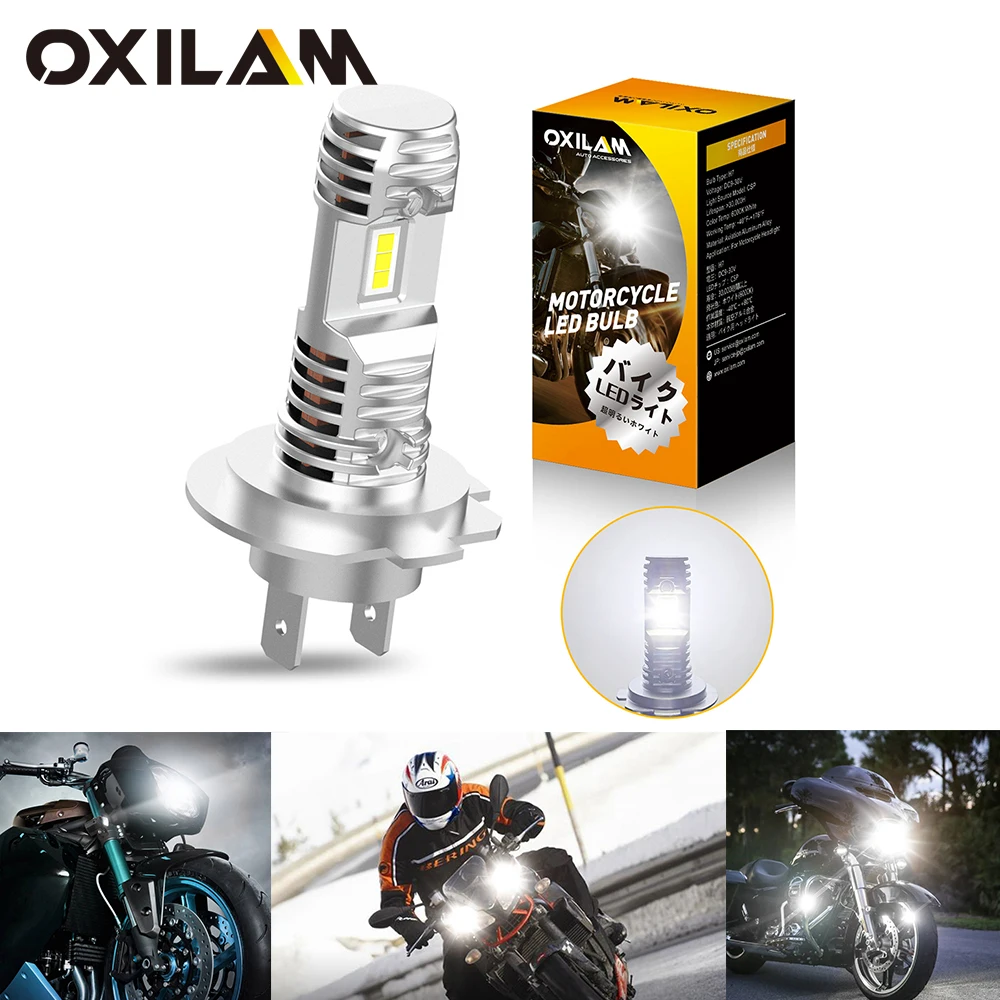 OXILAM 1Pcs Motorcycle H7 LED Headlight Bright White Bulb High Low Beam Canbus Error Free LED H7 For BMW S1000rr R1200gs Honda