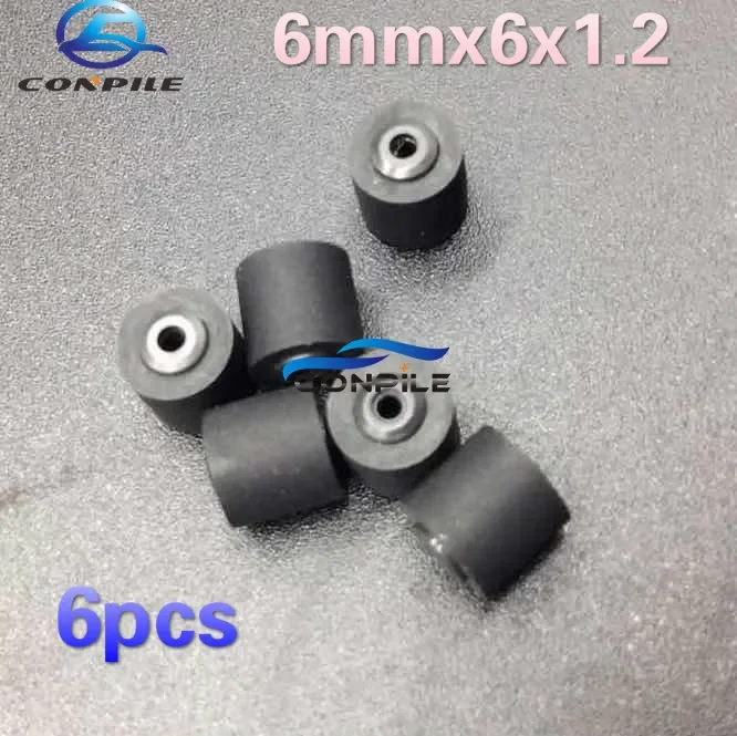 6pcs 6mmx6x1.2 rubber pinch roller for cassette deck walkman tape recorder