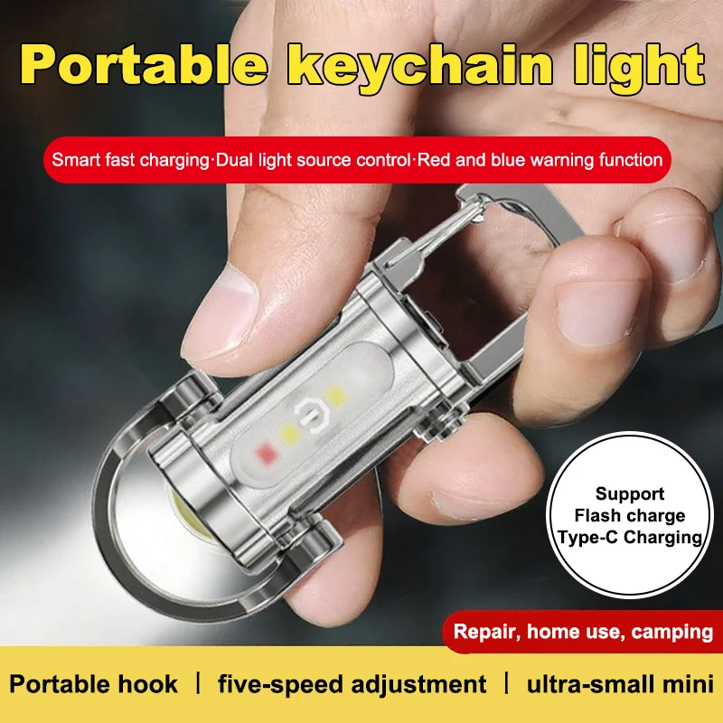 

1 PCS USB Rechargeable Keychain Flashlights Multifunction COB Work Light Emergency Keychain Light for Walking Searching Hiking