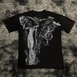 Classic Y2K Gothic Style T-shirt Print Oversized T Shirt High Street Shirts Gothic Round Neck Cotton Tops New Mens Women T Shirt