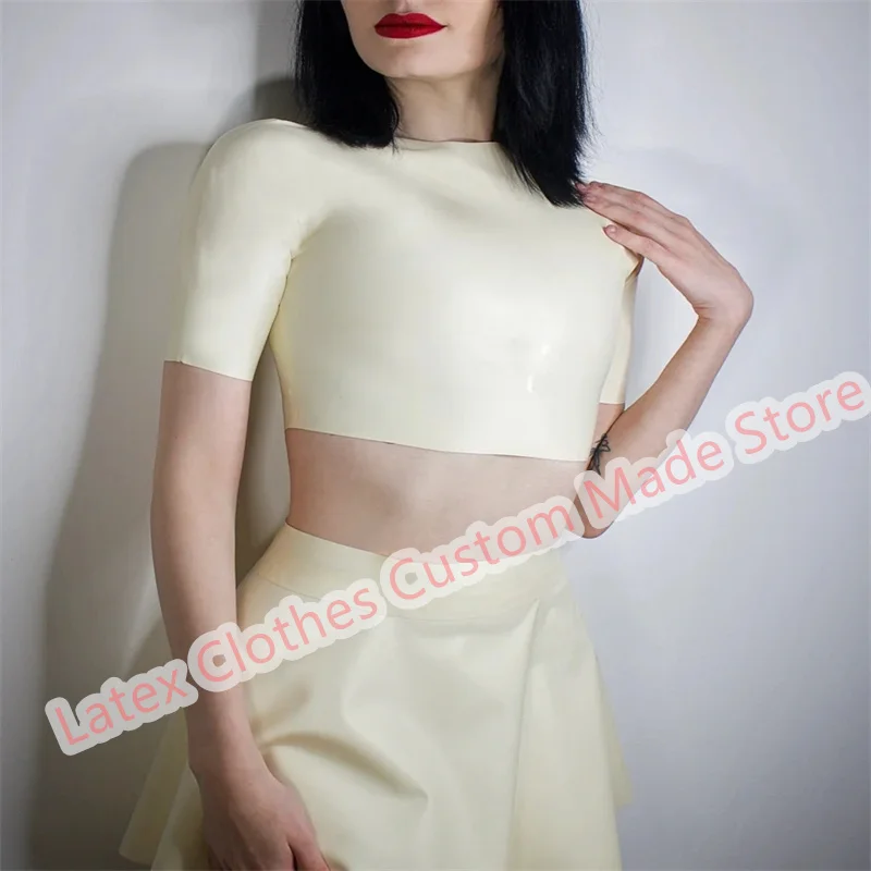 

Handmade Latex Top White Rubber Suit Sexy Lingerie for Women Cosplay Costumes
