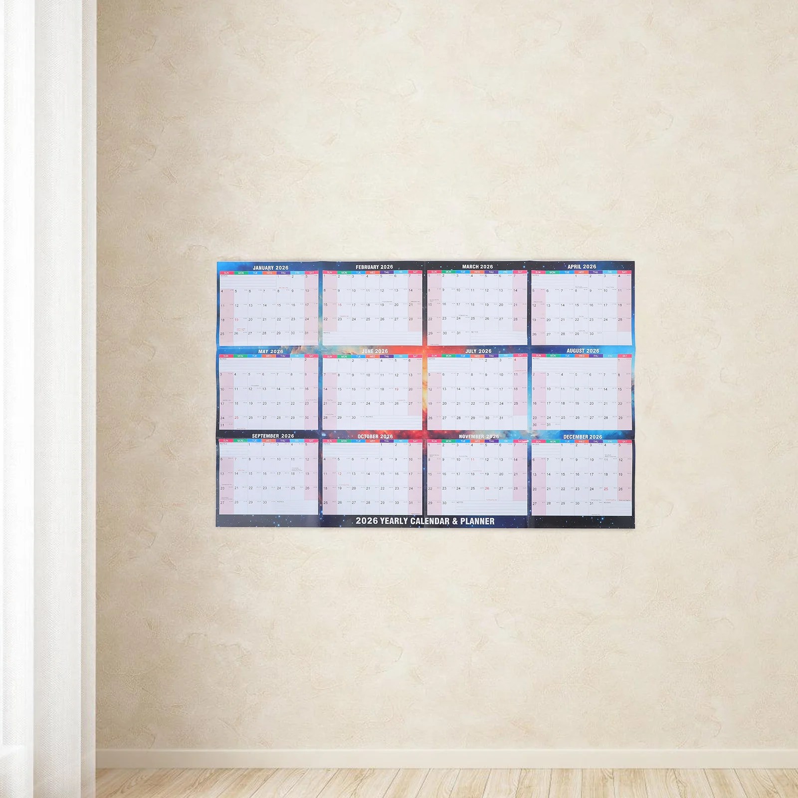 تقويم حائط سنوي لعام 2026، لوح مسح جاف مغلف على الوجهين، منظم للمنزل والمكتب والمدرسة، تقويم السبورة البيضاء #4