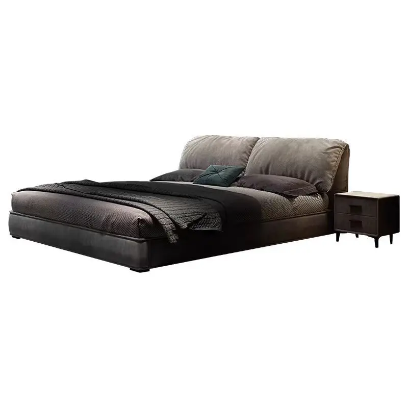 

Italian minimalist, technical velvet bed, modern minimalist double bed