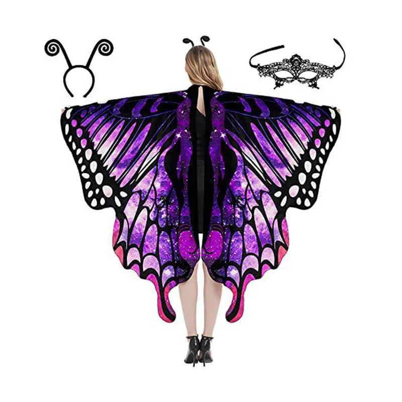 

Women's Butterfly Wings Cape Stage Dress-up Shawl Cloak Cape Fancy Dress Costume Party Props Adult Cosplay Accessory With Mask