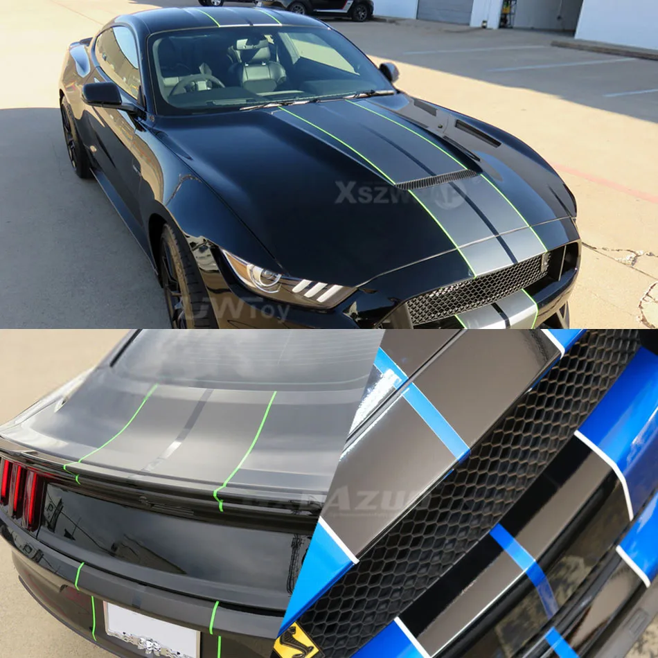 35/45x385cm Racing Stripes Pinstripe Car Wrap Stickers and Decals For Mustang 2015-2022 Car Decal Auto Hood Racing Vinyl