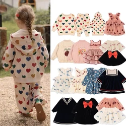 2025 Spring New KS Girls' Cute Print Dress Outwear & Boys' Soft Sweatshirt Pants/Hoodies Sweatpants Outfit Sets - Stylish Kids