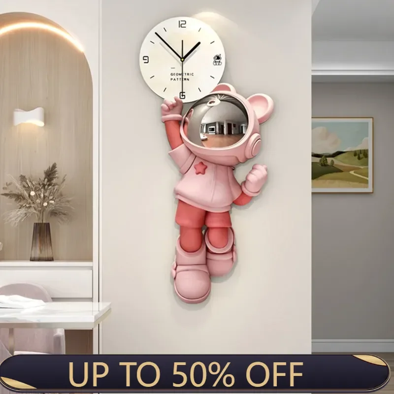 Stylish Wall Clock Astronaut Clocks Design Large 3d Wall Clocks Living Room Modern Elegant Ornaments Modern Home Decoration