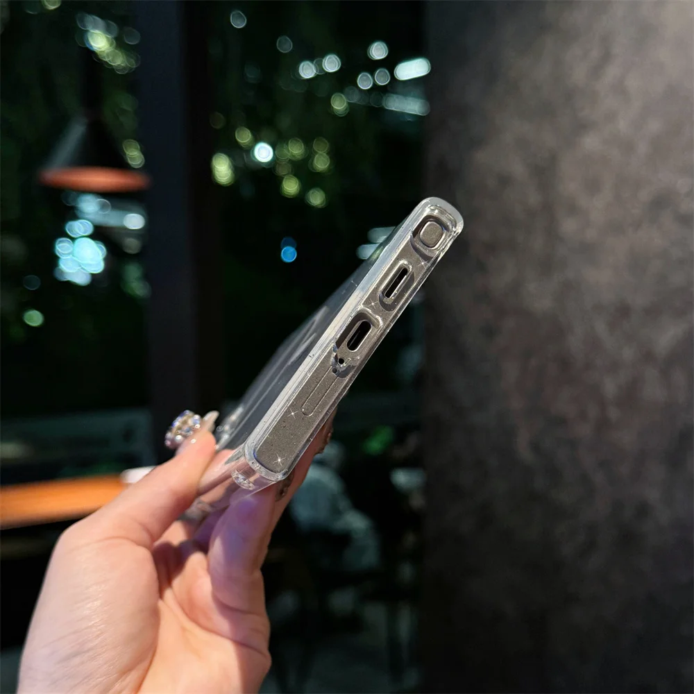 Funda de teléfono magnética transparente con purpurina súper dura para Samsung Galaxy S25 Ultra S24FE S23 S22 Funda protectora delgada Funda S23