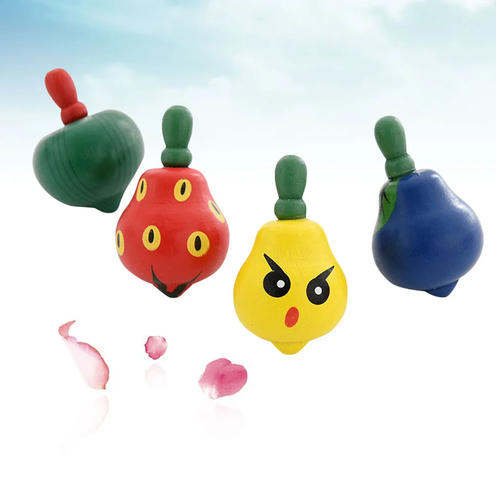 6pcs Wooden Colorful Fruit Shape Tops Toys Fruit Gyroscope Kids Gift (Assorted Style) fruit tops toy wooden spinning