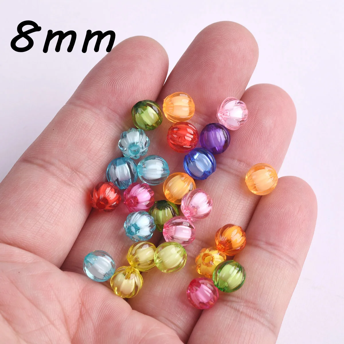 50pcs Round Pumpkin Shape 8mm 10mm 12mm Acrylic Plastic Loose Beads Wholesale Bulk Lot For Jewelry Making Findings