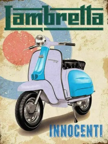 LAMBRETTA SCOOTERS, retro vintage style metal sign/plaque man cave shed bar pub
