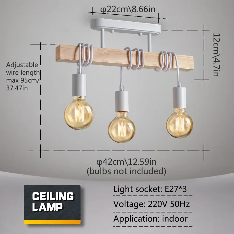 อเมริกัน Retro Wood Art ไขลานดูดแขวน Dual-ใช้โคมไฟห้องนั่งเล่นห้องนอนโคมระย้าโคมไฟเพดาน