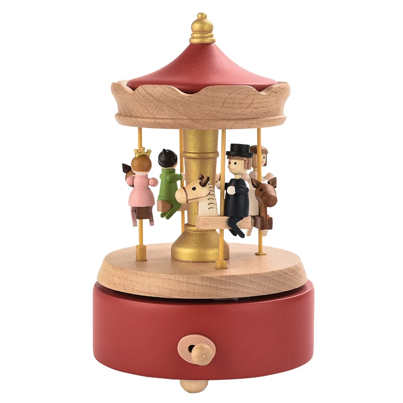 

Manual wooden carousel design children's wedding music box Christmas birthday gift