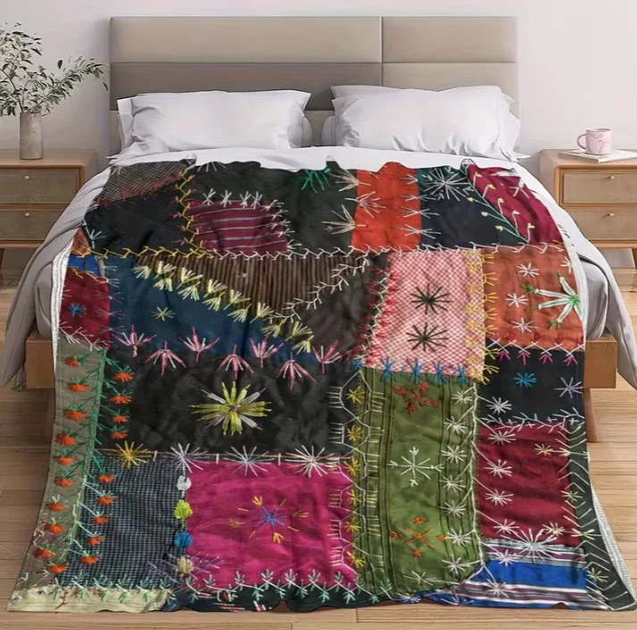 Luxury Oversized Bohemian Art Print Blanket, Multiple Sizes Available Comfortable Warm Throw for Home Bedroom Living Room Decor