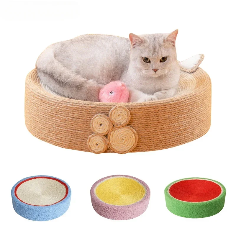 

Multifunction Round Cat Scratcher Pad Sisal Weave Cats Scratching Board Pet Bed Grinding Claws Cats Training Mat Pets Supplies