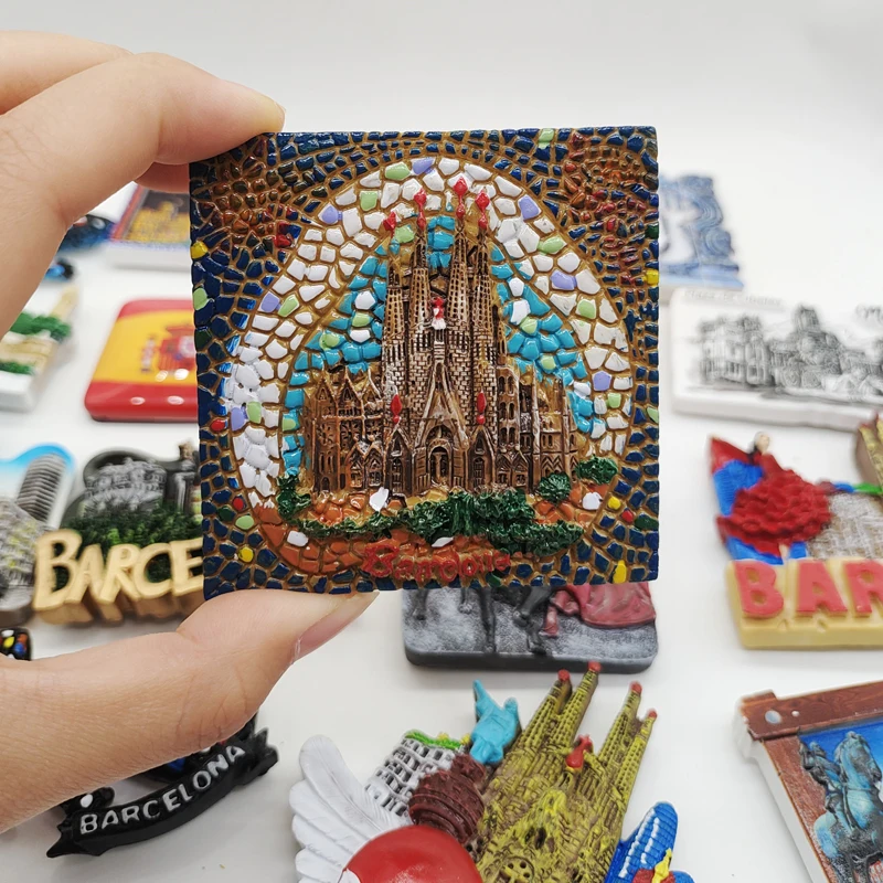Spain Country Fridge Magnet Souvenir Madrid Barcelona Magnetic Magnets for The Refrigerator Resin Painted Decorative Handicraft