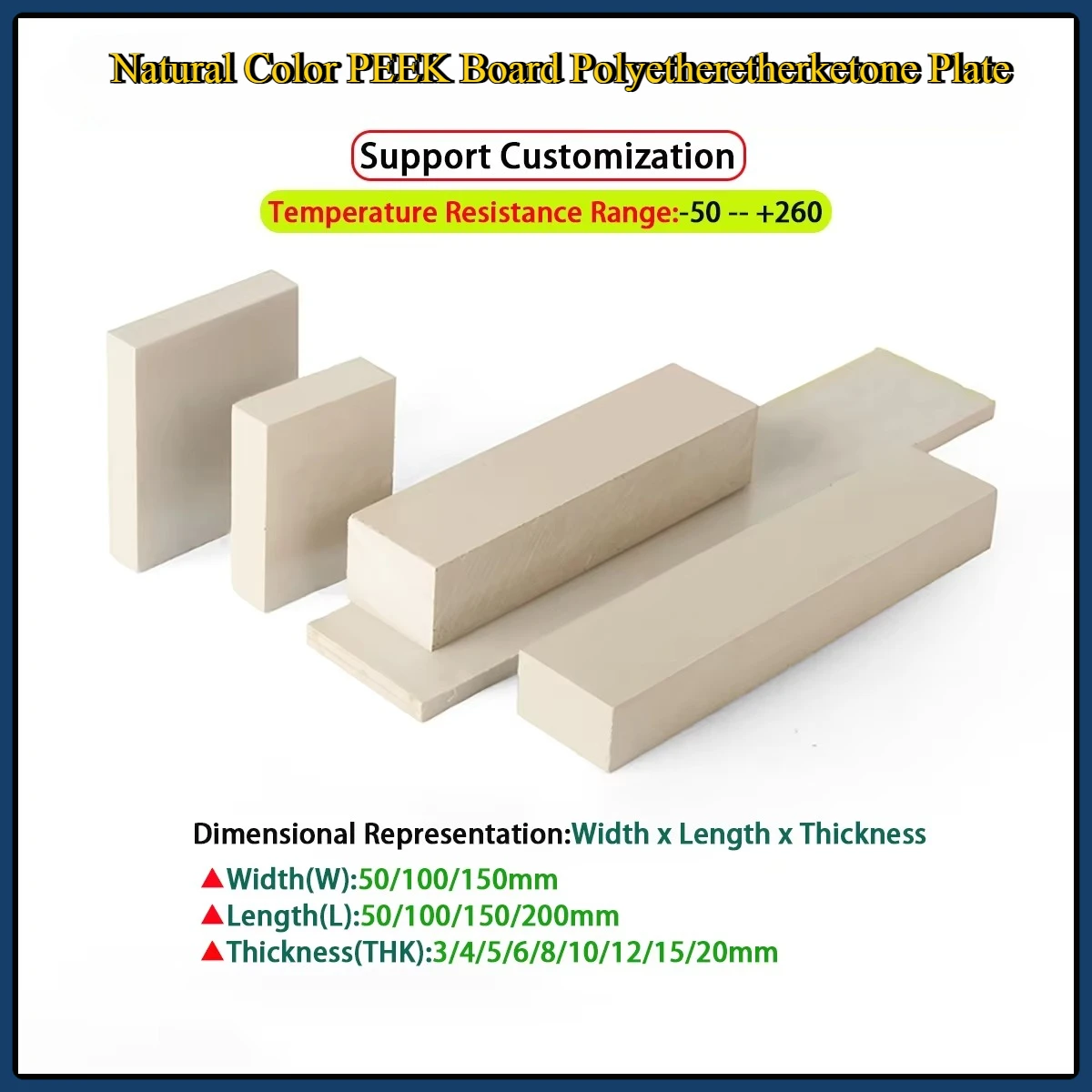 

Natural Color PEEK Board，High-Temperature Resistant Polyetheretherketone Ether Ketone Rod, Customized Processing，Thk 3mm-20mm