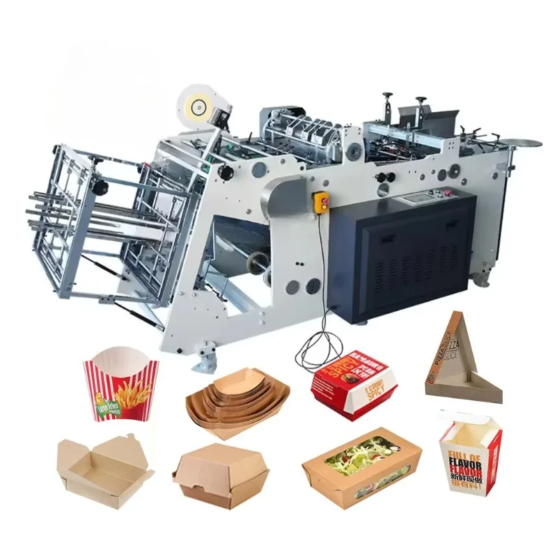 Kraft Paper Disposable Hamburger Box Making Machine Forming Equipment Carton Erecting Machine Fast Food Take Away Sale