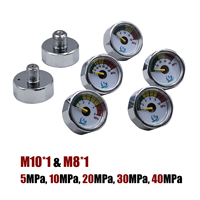 Mini Gauge Manometre 25mm 1inch High Pressure Hand Pump Valve Accessories Regulator 5MPa 10MPa 20MPa 30MPa 40MPa M10*1 M8*1