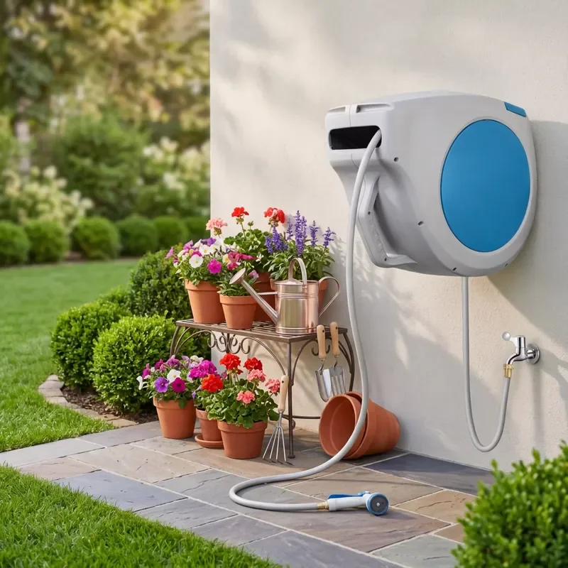 30M Wall Mounted Anti-Abrasion Flexible Spray Nozzle Automatic Retractable Watering Hoses Garden Irrigation