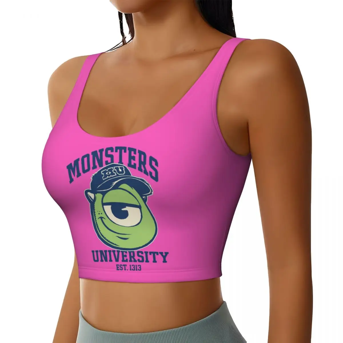 Custom Mike Monsters University Est. 1313 Workout Crop Tank Tops Women Seamless Yoga Running Sports Bras