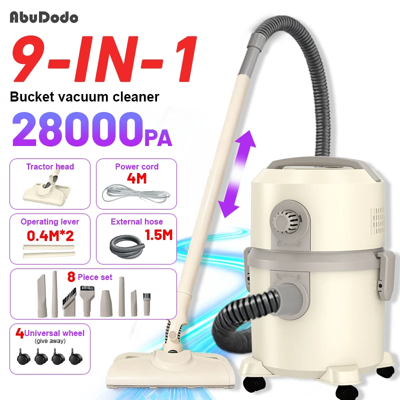 AbuDodo Wet Dry Canister Vacuum Cleaner 550W 28000Pa 5.5L 35000RPM for Home Car Carpet Pet Hair