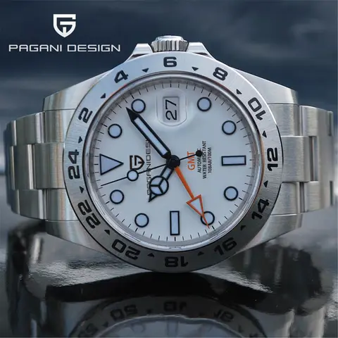 2024 PAGANI 디자인 남성용 자동 기계식 GMT 시계 – 42mm 사파이어 글래스, 스테인리스 스틸 방수 시계