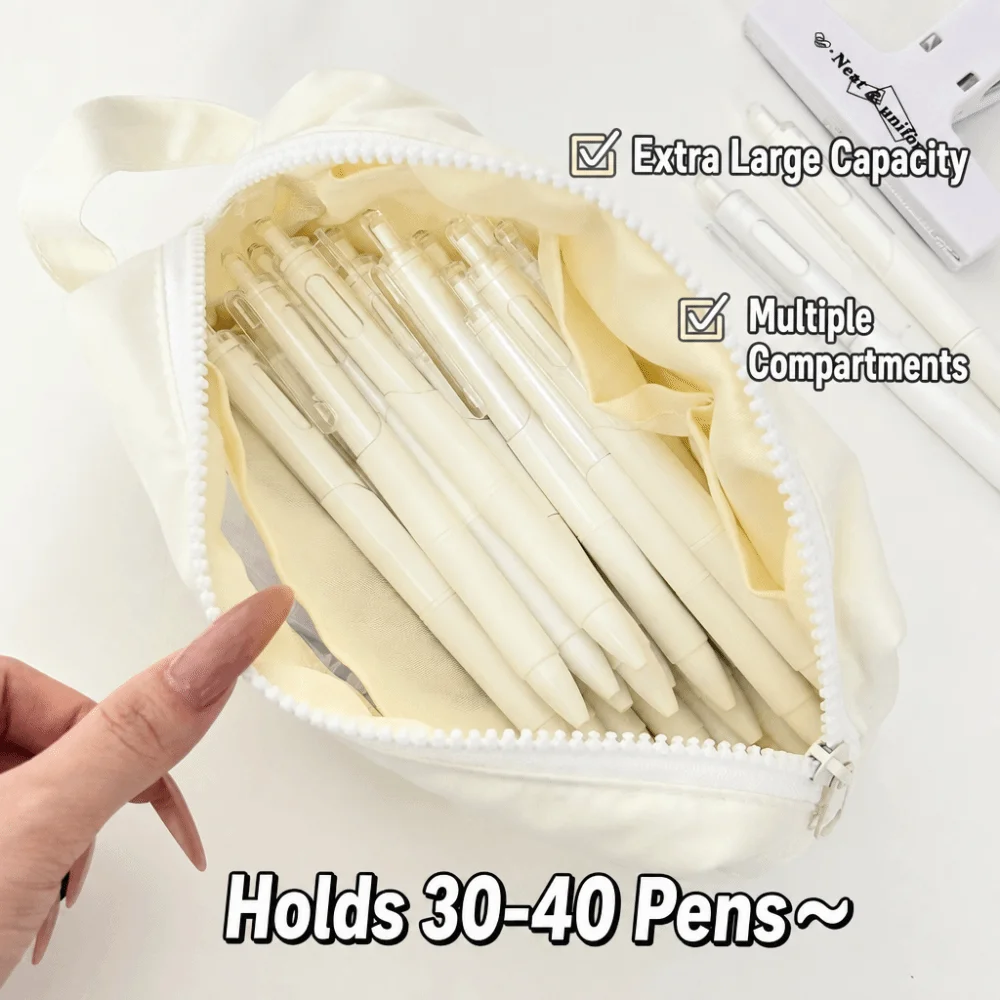 Kawaii with Clear Window Pencil Case Large Capacity Portable Pencil Pouch Pen Bag School Supplies