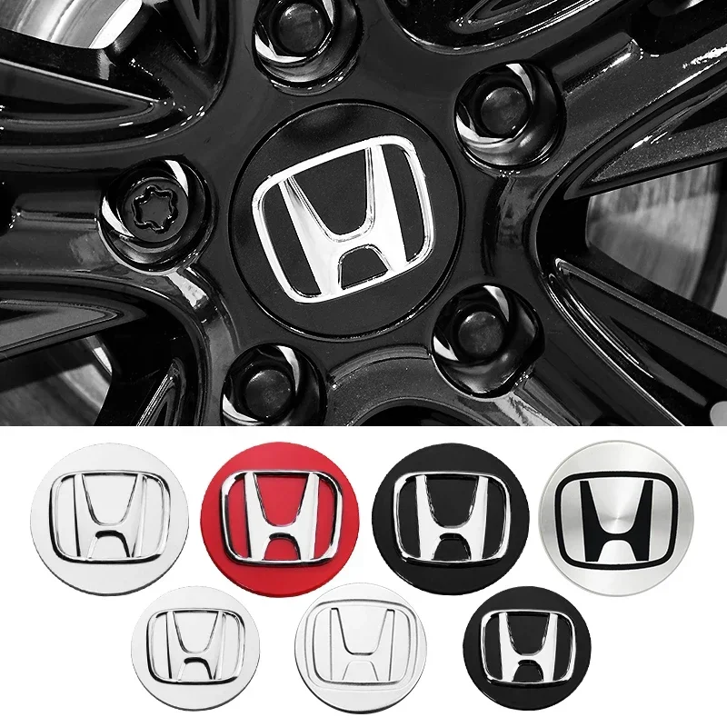 4 Uds. Tapas de cubo de coche de 58MM/69MM, tapas centrales de rueda, cubierta de llantas para Honda Civic Accord Fit City Vezel CRV Odyssey Jazz Prelude Insight