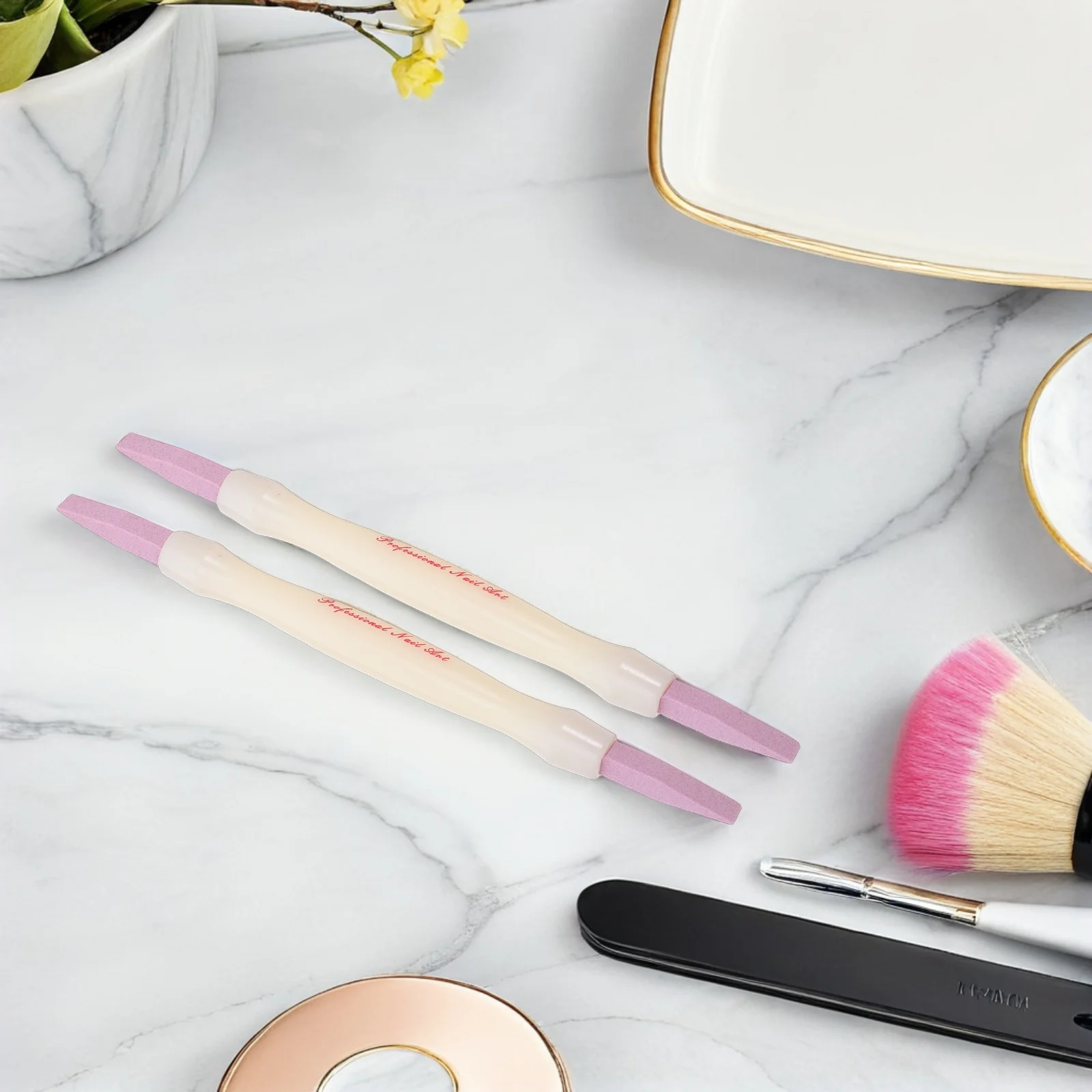 4 個のクォーツストーンネイルファイル両端研磨バッファーキューティクルリムーバーネイルアートペディキュアツールマニキュアキューティクルリムーバーペン