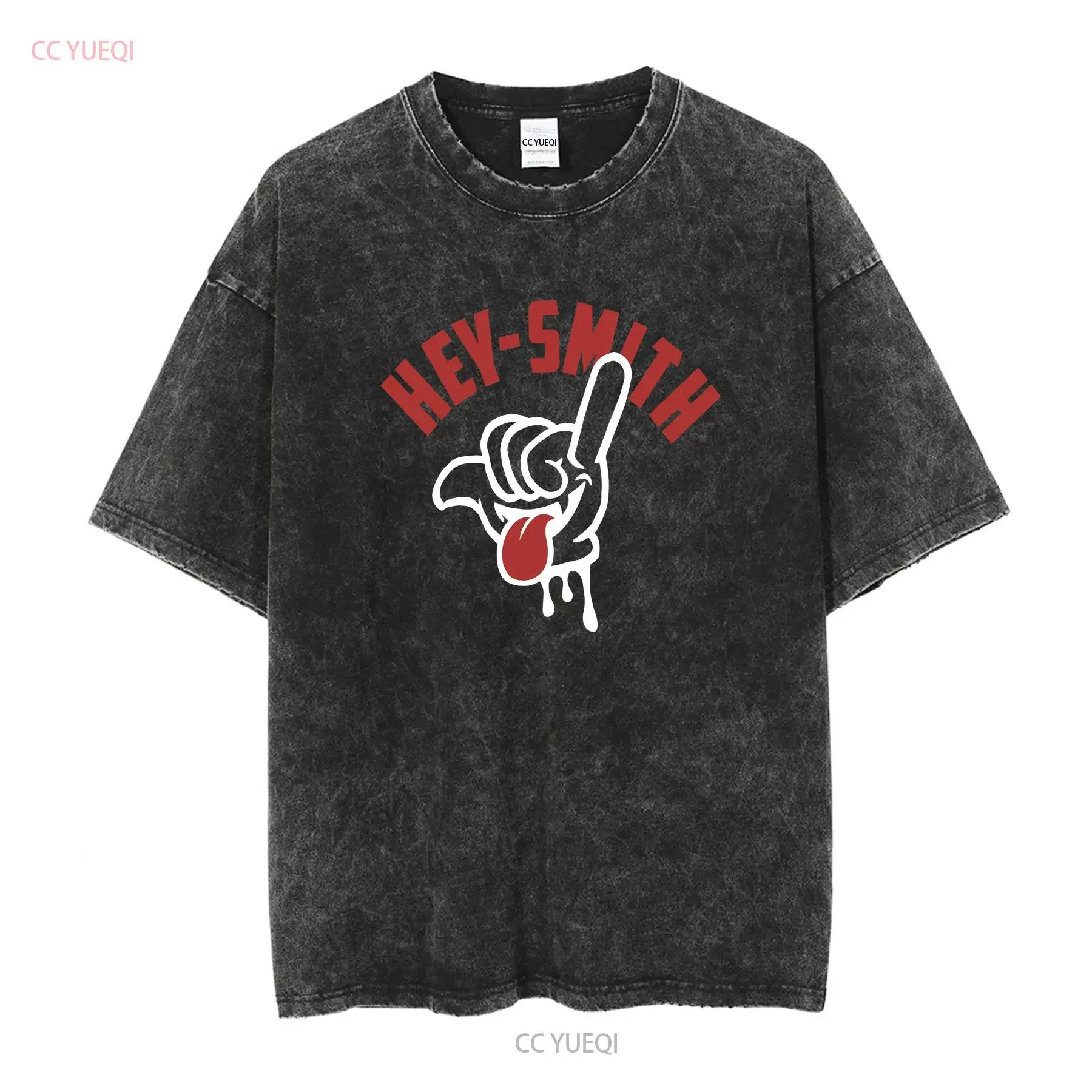 Hey Smith T Shirt Japanese Punk Band vintage Washed Stylish Unisex fashion Breathable Slightly streetwear Casual Stretched