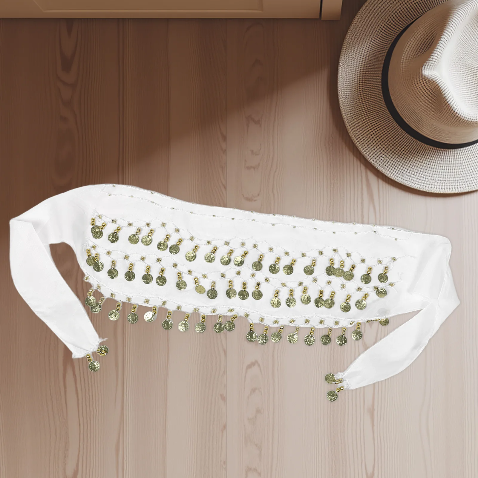 

Women's Belly Dance Hip Scarf 3 Layers 72 Shimmering Coins Comfortable Waist Chain for Long Rehearsals Vibrant Cultural Dance