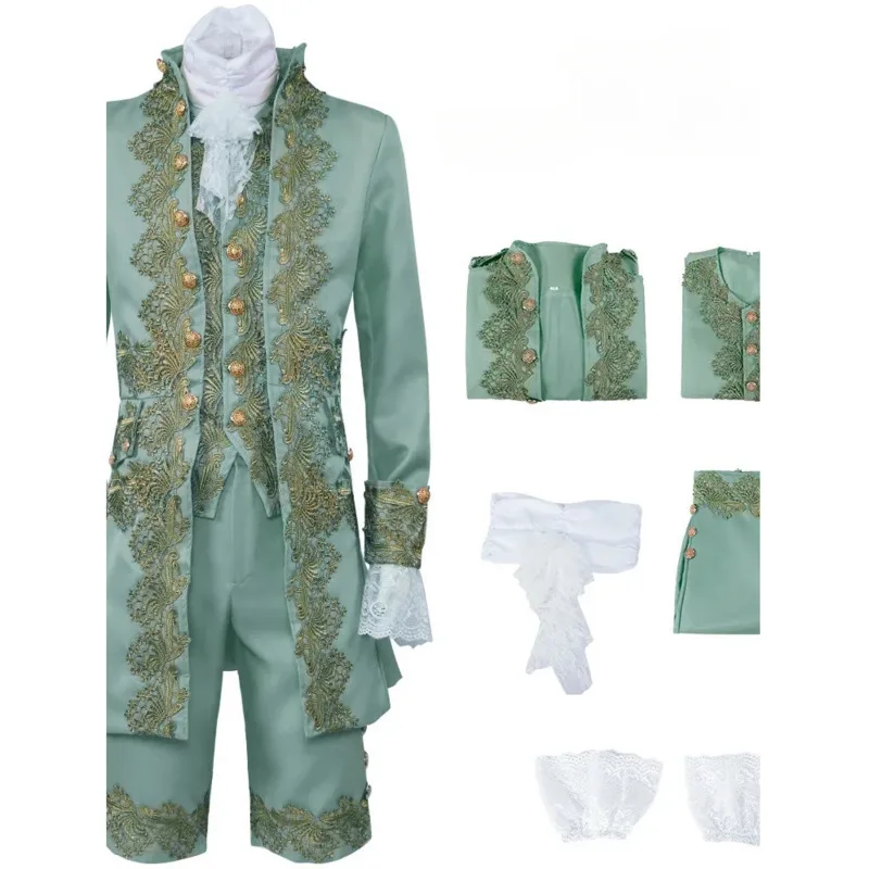

Halloween Costume 18th Century Colonial Outfit Men's Medieval Uniform Noble Court Rococo Medieval Cosplay Costume Retro