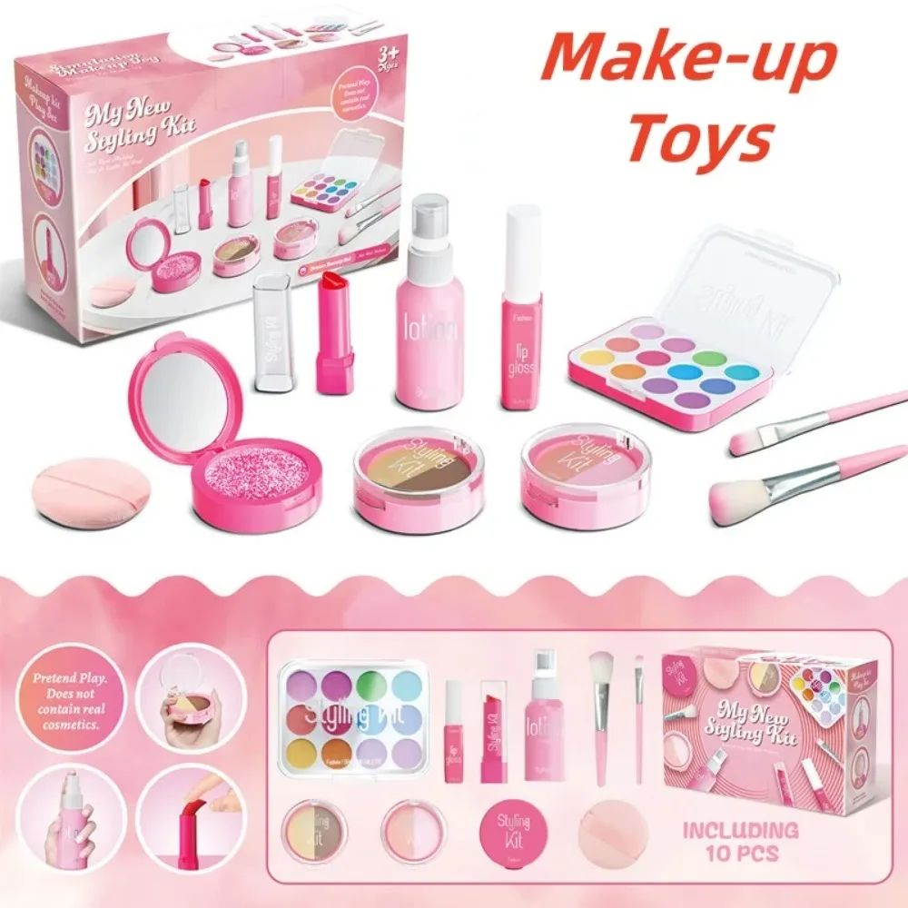 Juego de simulación de maquillaje para niños, juego de belleza para niñas pequeñas, Kit de maquillaje, juguetes de simulación, juego de cosméticos imaginativo, juguete para niñas