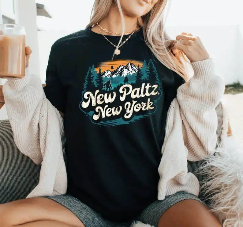 Vintage New Paltz New York T Shirt Retro Mountain Graphic Fashion Tee Adventure Travel Shirt Nature Lover Personalized Gift