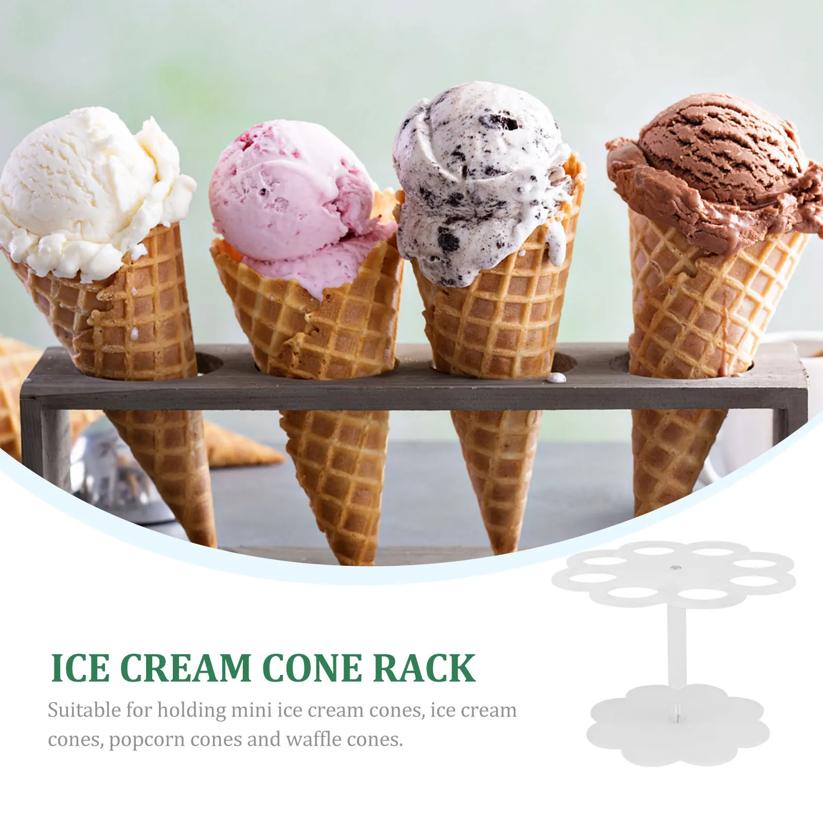 

1Pcs Ice Cream Display Holder Acrylic 8-Hole Cone Rack for Birthday Christmas Picnic Party Dessert Stand Transparent Cone