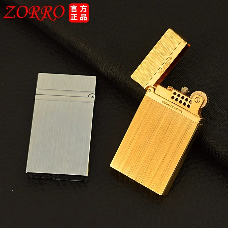 Zorro New Metal Grinding Wheel Kerosene Lighter Sound Creative Personality Retro Smoking Accessories Men\'s Gadgets