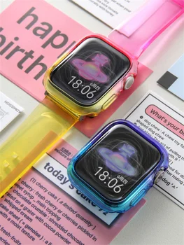 Niedliche allmähliche Änderung Farbe klares Gehäuse für Uhrengehäuse 49mm 45 41 44 42 40 Correa Stoßstange für Apple Watch Ultra 9 8 7 TPU Uhrengehäuse