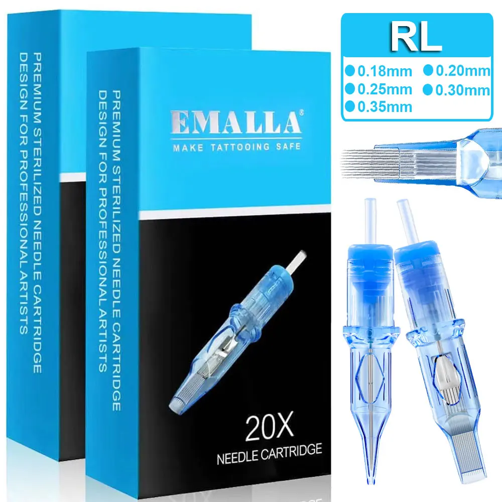 

20 шт., иглы для тату-картриджей EMALLA Eliot, круглый лайнер, универсальные картриджи для татуировок, стерилизованные иглы для татуировок, аксессуары для татуировок