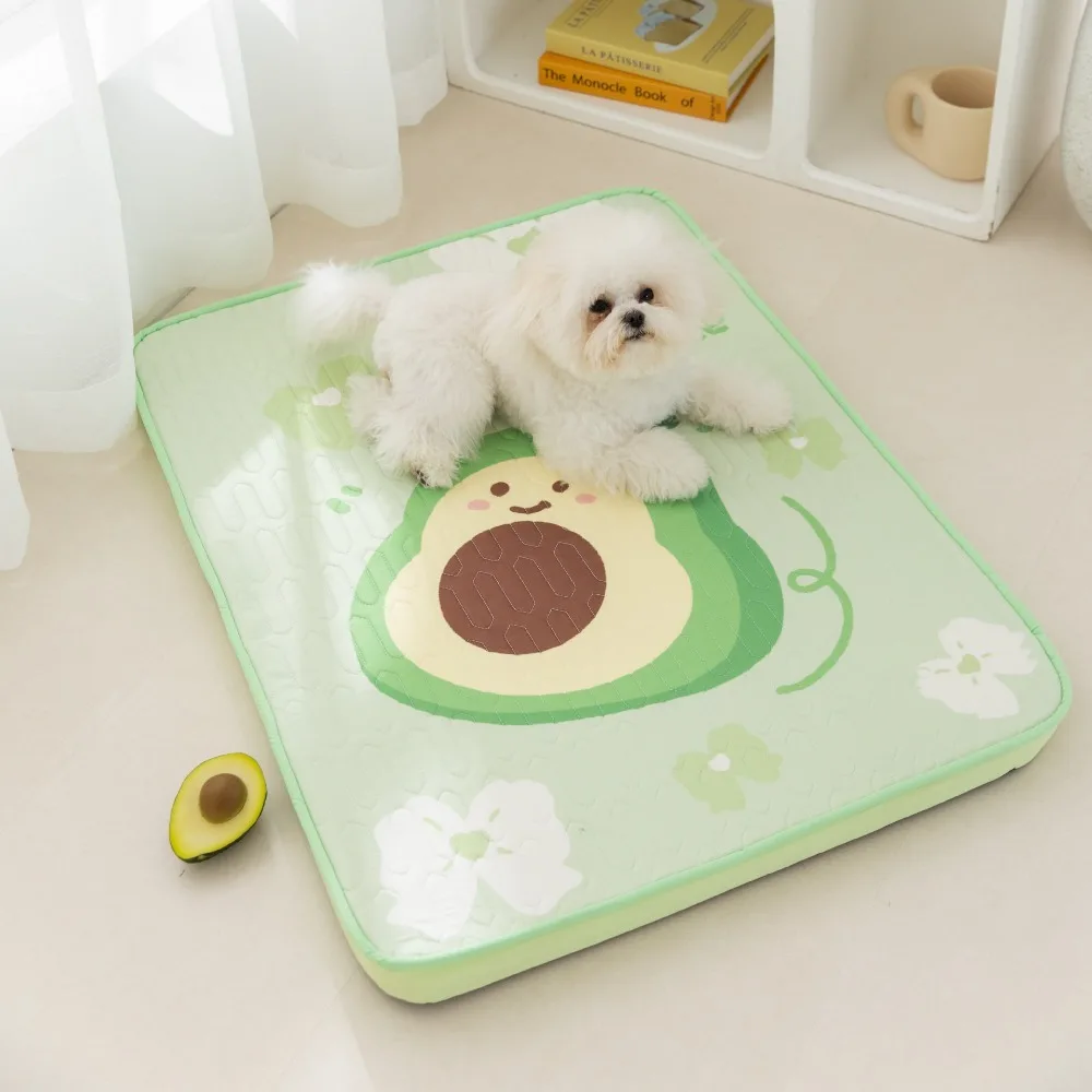 

Cute Latex Pet Sleeping Mat Rectangle Soft Dog Nest Mat Wear-resistant Cartoon Pattern Dog Cool Bed Cat