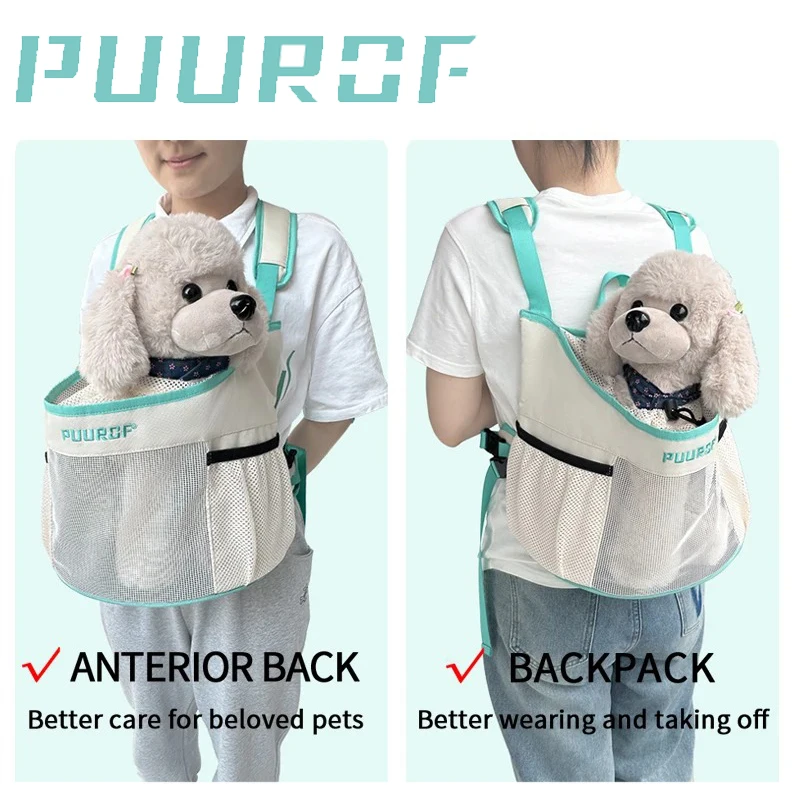 PUUROF Bag for cats chest dog backpack Small dog cat go out bag break free walk dog dirty pet backpack Car bag