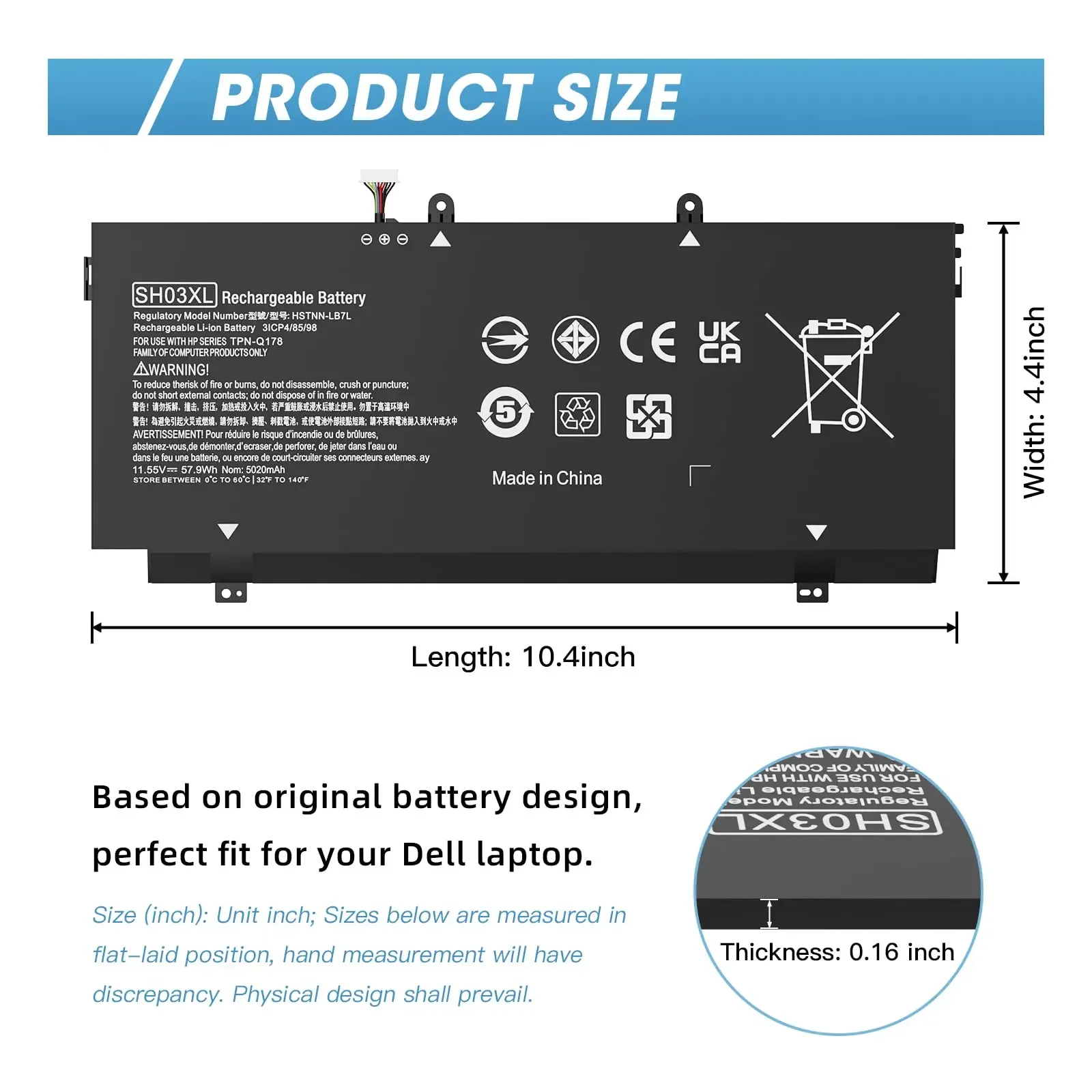 Imagem -03 - Bateria do Portátil Sh03xl para hp 859356855 hp Spectre X360 13-ac0xx 13-ac033dx 13-ac023dx13-w0xx 13-w063nr Hstnn-lb7l 859026421