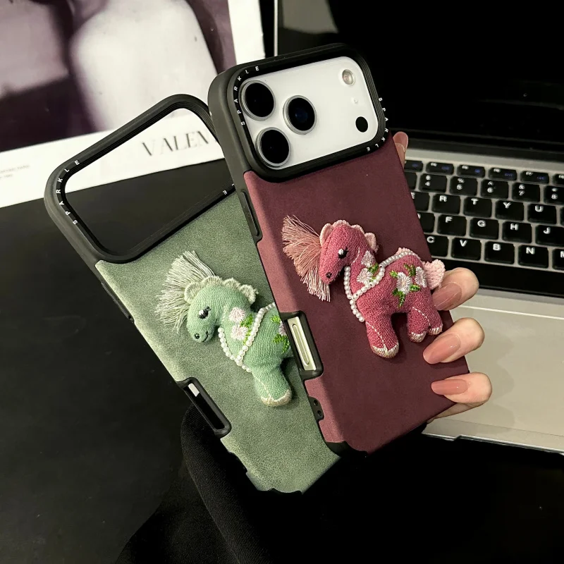 

Large-hole silk-screened deer antler embroidery is suitable foriphone17promaxMobile phone case for the Year of the Horse13/14New